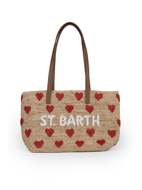 Borsa Raffia City Mid Hearts Mc2 Saint Barth | RAFFIA CITY MID01327H 1141 HEARTS EMB